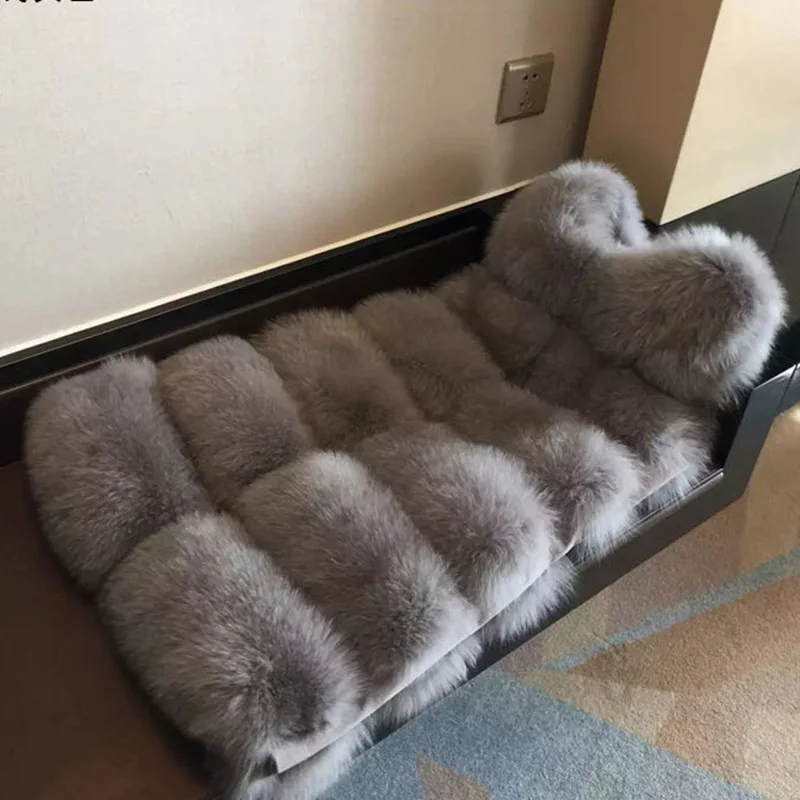 Light gray BOoDinerinle зимнее пальто из искусственного меха Черная куртка толстый теплый жилет размера плюс длинная верхняя одежда из искусственного меха Женское зимнее элегантное пальто PC035 - Цвет: Light gray
