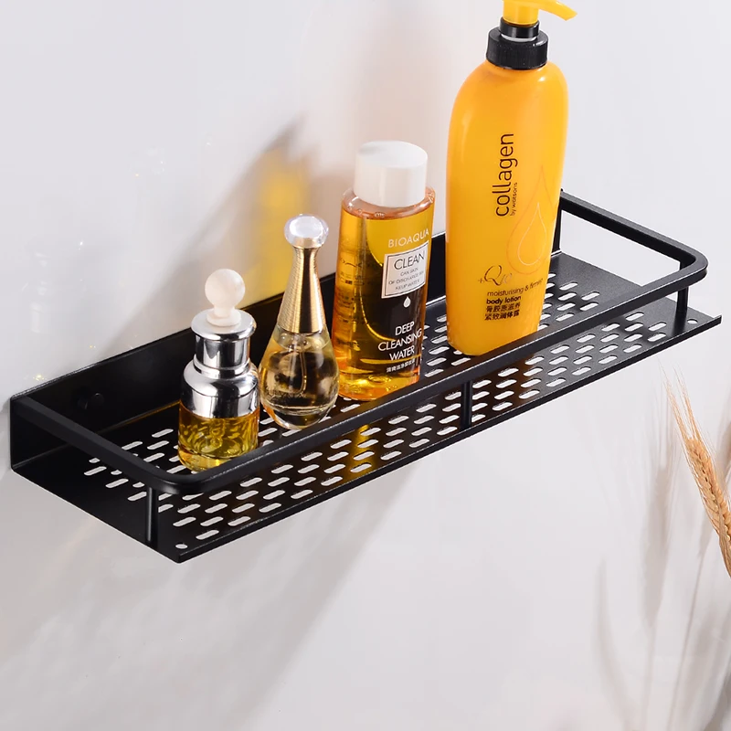 bathroom shelf corner organizer aluminum bathroom shelves shower storage rack wall mounted corner basket shampoo shelf black free global shipping
