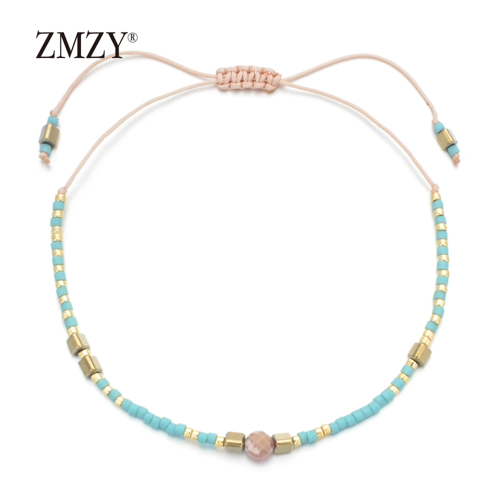 ZMZY Boho Тонкий каменный браслет Миюки деликатный женский с шармами ювелирные