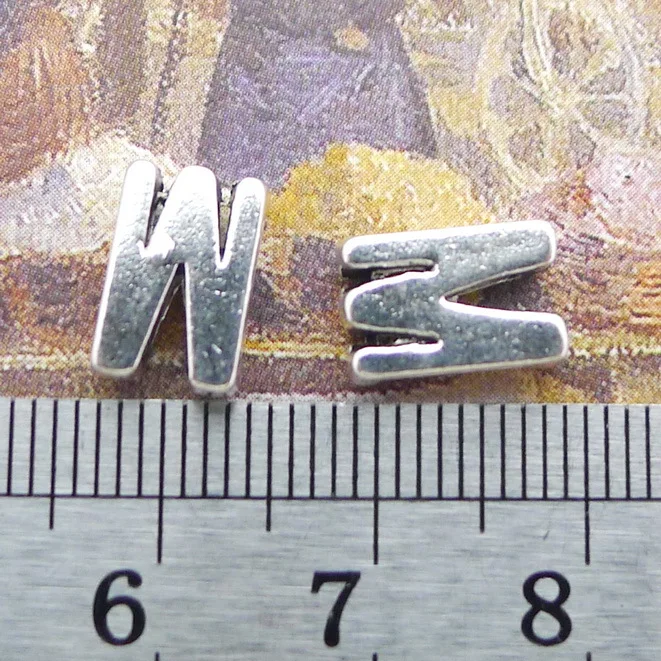 

250pcs Charm letter W hole bead 6*10mm Antique silver Handmade Jewelry Making DIY Supplies European Alloy accessories Hot