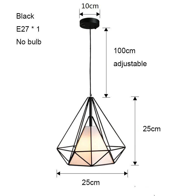 

Vintage Cage Pendant Lights Led Pendant Lamp Modern Diamond Pyramid Birdcage Retro Nordic Industrial Lamp Kitchen Dining Room