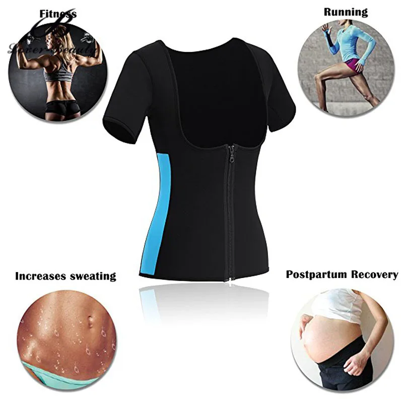 

Lover Beauty Women's Neoprene Sauna Vest With Sleeves Workout Suit Weight Loss Body Shaper Fat Burner Waist Trainer Belt-A