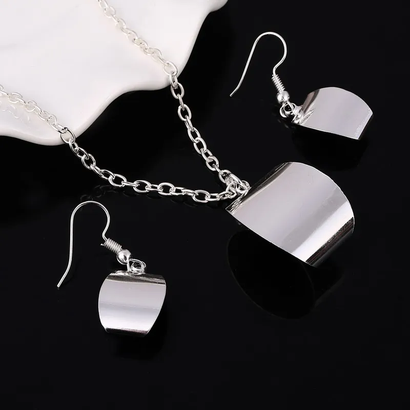 Длинная цепочка Посеребренные Ювелирные наборы свадебные геометрические