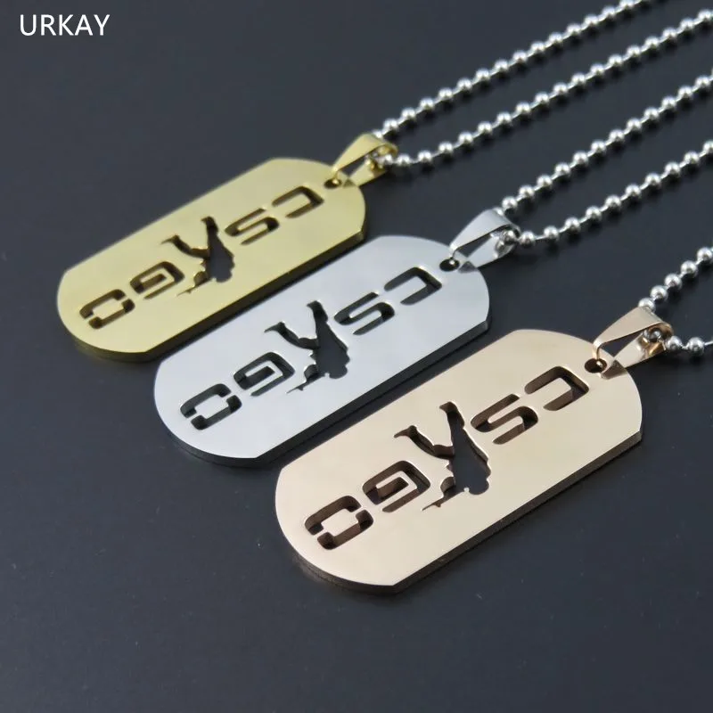 3 цвета аниме CS GO Ожерелье Подвеска модная собака бирки кулон нержавеющая сталь