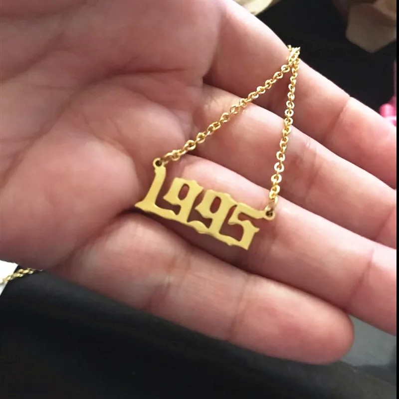 Handmade Old English Number Necklaces Custom Birth Year Necklace Special 1980-2019 Have Enough Stocks | Украшения и аксессуары