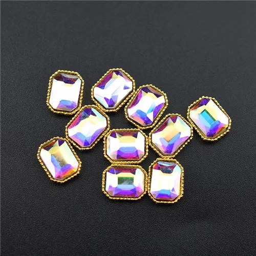 10Pcs-Square-AB 10 шт. Топ 3D очаровательные Стразы для украшения ногтей, Кристальные стразы, алмазные камни, драгоценные камни, ювелирные изделия для ногтей, аксессуары, Новое поступление, сплав - Цвет: 10Pcs-Square-AB