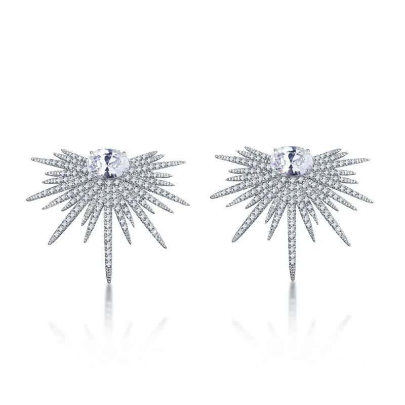 Серьги гвоздики женские с фианитом в форме подсолнуха|fashion stud earrings|stud earringsstone earrings