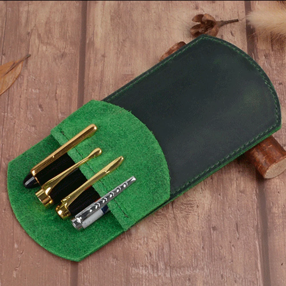Pen Holder Pencil Case School Supplies Pouch Student Office Durable PU Leather Retro Portable Work Pocket Protector Handmade | Багаж и