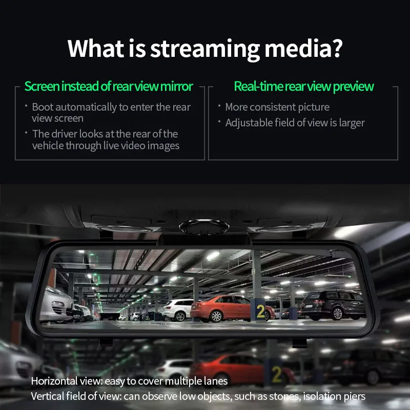 Denicer Stream Media зеркало заднего вида Автомобильный DVR9.35 &quotсенсорный экран FHD 1080P