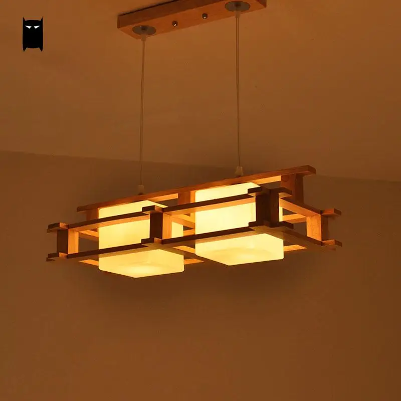 Квадратный деревянный стеклянный подвесной светильник Milly потолочный в