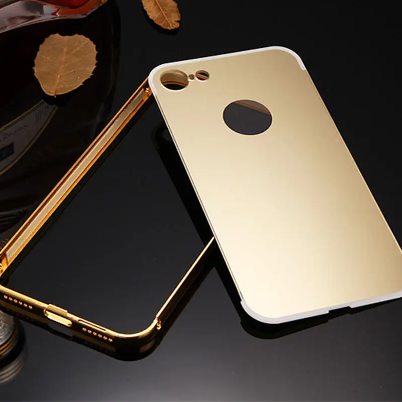 Luxury Coque Aluminum Metal Frame Case For iphone On 4 4S 5 5S SE 6 6S 7 Plus X 10 Para With Plating Mirror Acrylic Back Cover |