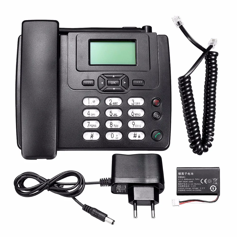 Стационарный GSM телефон 900/1800 МГц с поддержкой SIM-карты, с FM-радио, с идентификацией вызовов, не занимающий руки стационарный телефон, беспроводной стационарный домашний телефон черного цвета