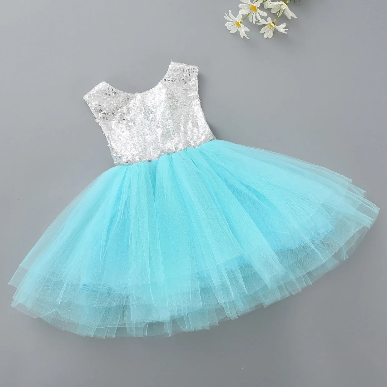 New Silver Mint Green Red Pink Flower Girl Dresses for Party Dress 1-6Y Children Toddler Girls Summer 2019 | Детская одежда и