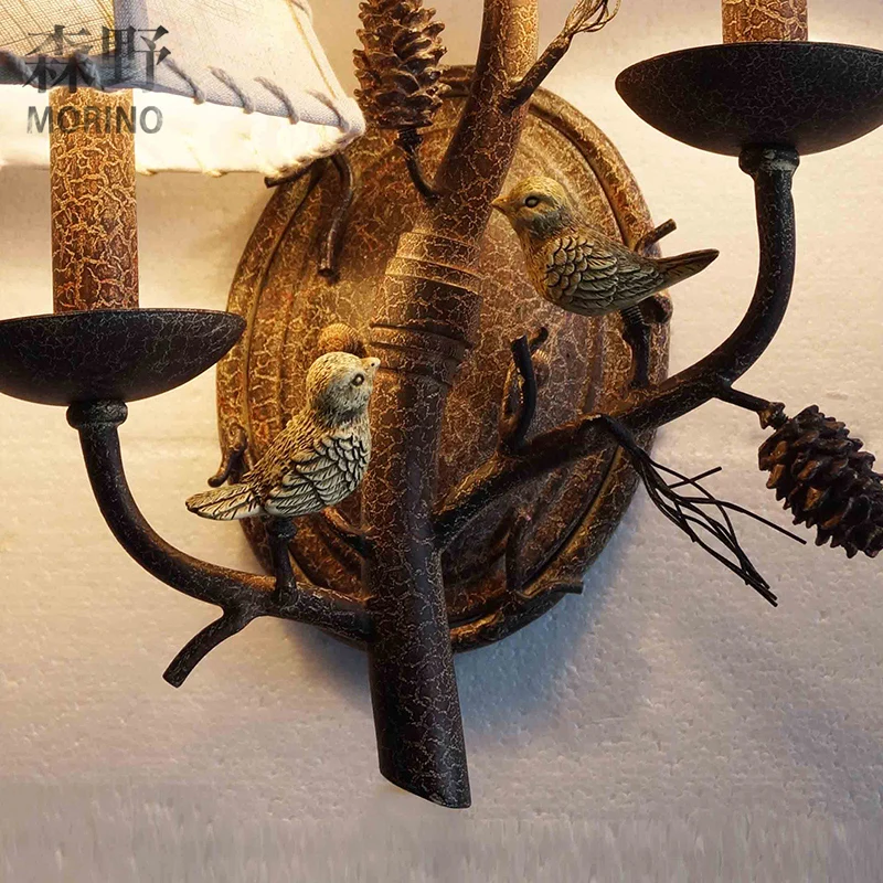 Прихожая кафе LED птица настенный светильник скандинавский пасторальный сосновый