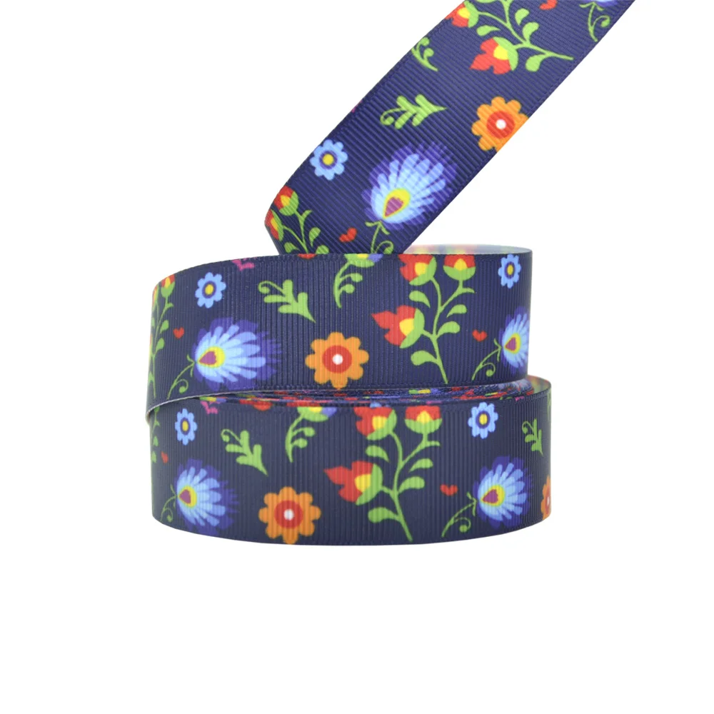 1 &quot25 мм 5 ярдов с цветочным принтом grosgrain ленты декоративные для свадебных