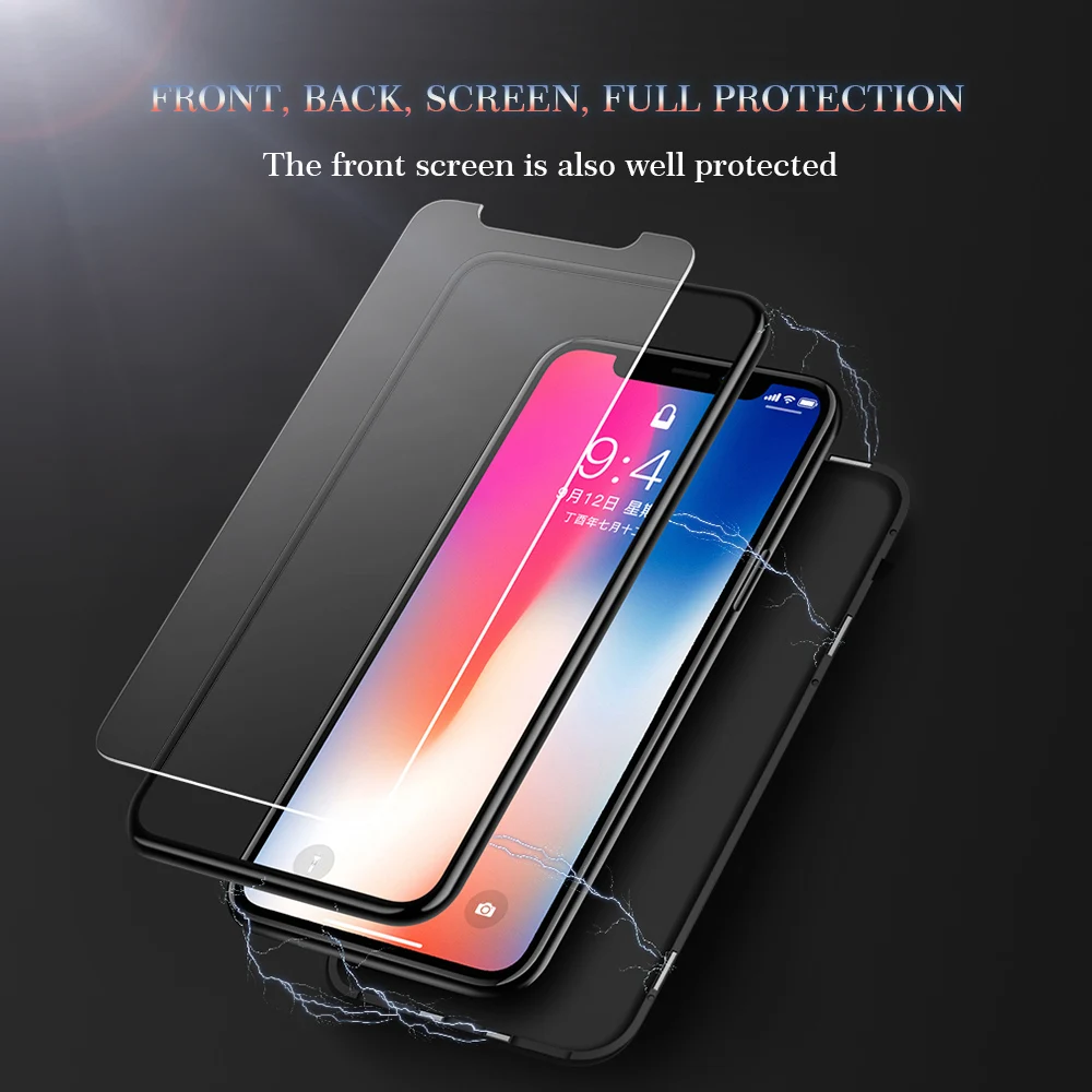 Чехол Ascromy для iPhone 7 360 полное покрытие закаленное противоударное корпуса 8 Plus 6 6S X