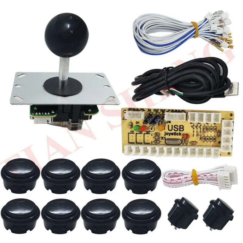 Black 2 игрока аркадные кнопки и набор джойстика DIY контроллер USB энкодер для ПК видеоигры с 8 способами джойстика+ 20 кнопочных кнопок - Цвет: Black