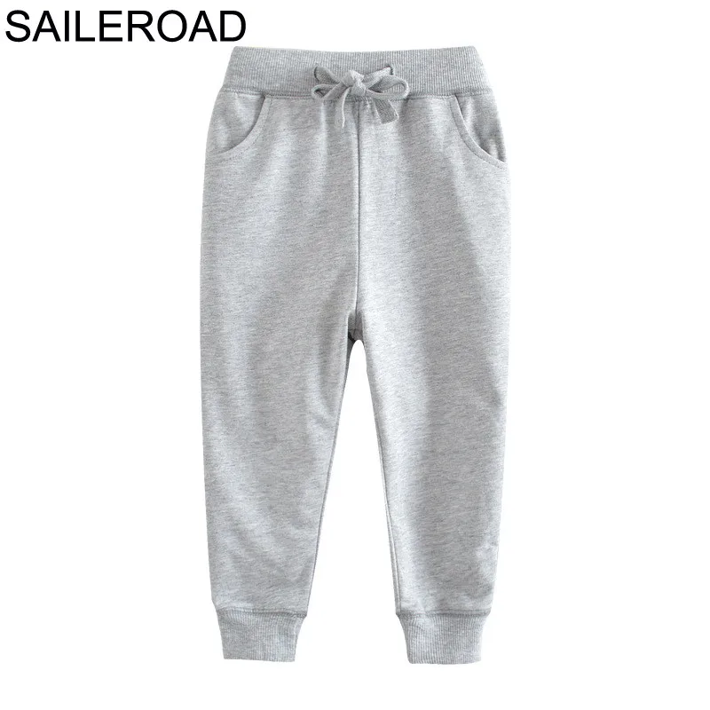 SAILEROAD Solid Boy Длинные брюки для детей Спортивные штаны Осень Дети Спортивные брюки Хлопок Девочки Карманы для детской одеж - Цвет: 7000 grey
