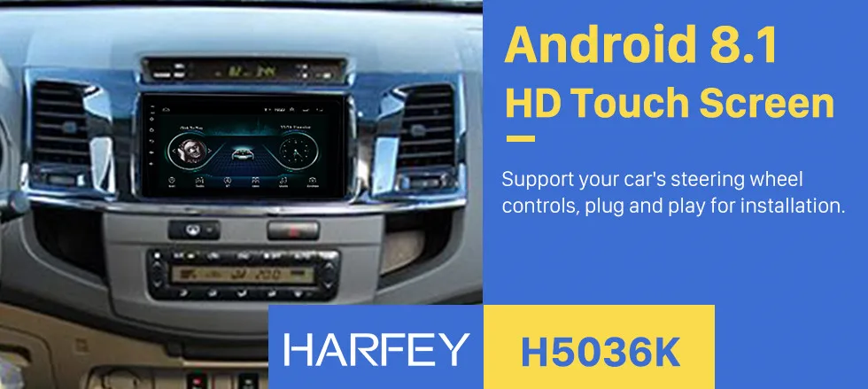 Harfey HD сенсорный экран головное устройство 2din GPS автомобильный радиоприёмник для- TOYOTA FORTUNER/Тайное 9 дюймов Android 8,1 автомобильный мультимедийный плеер