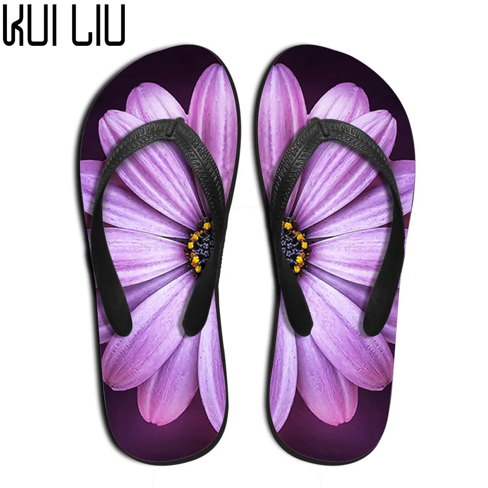 Шлепанцы женские с цветочным рисунком модные сандалии для пляжа тапочки на