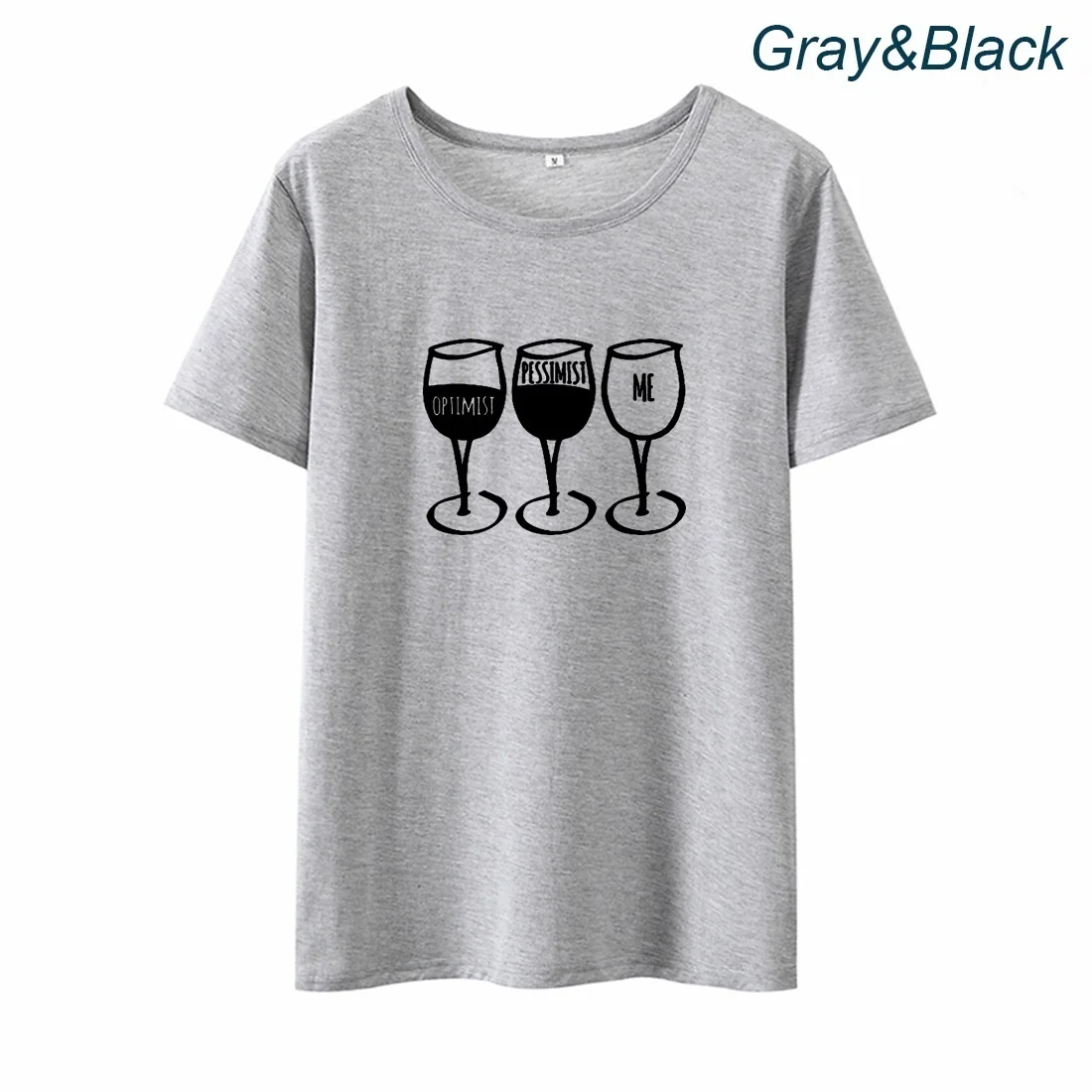 

Optimist Pessimist Me Graphic Tee Shirt Femme Short Sleeve O-neck Tshirt Women Cotton T Shirts for Women Top dropshipping