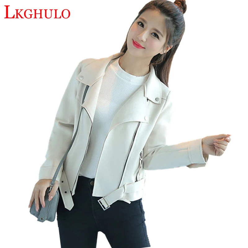 Кожаная замшевая куртка из искусственной кожи Женская мотоциклетная на молнии с