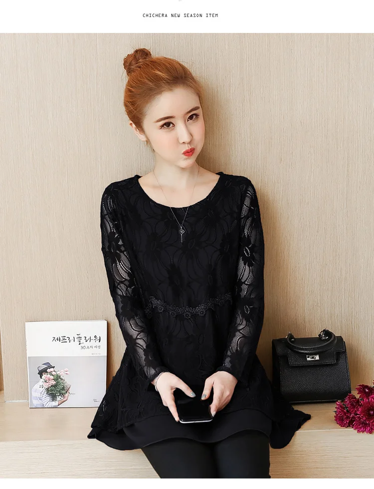 Фото New arrival2018 Spring Fashion ladies O neck cute lace shirt casual blouse long sleeves tops juniors plus size L-XXXXXL 5XL Женская New arrival2018 Spring Fashion ladies O neck cute lace shirt casual blouse long sleeves tops juniors plus size L-XXXXXL 5XL Женская