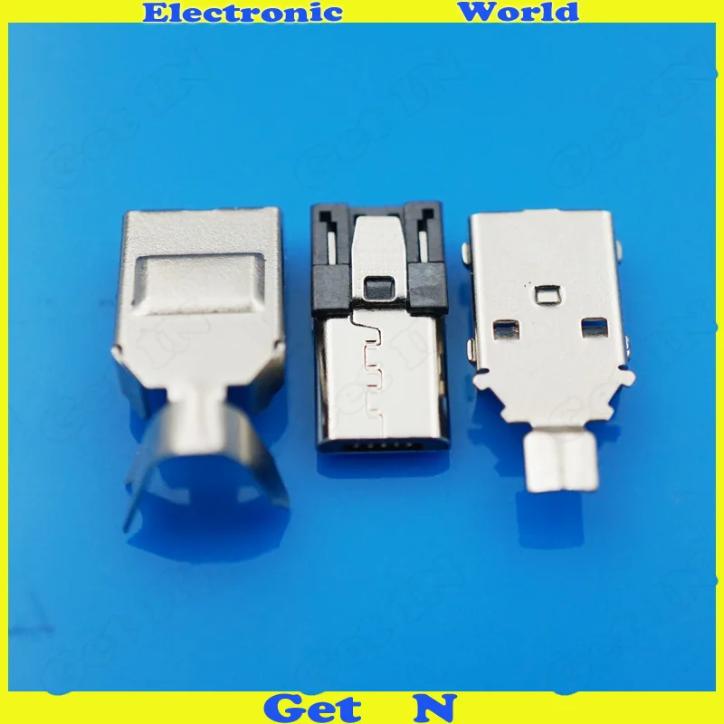 Микро USB разъем штекер 5 контактов DIY паяльный металлический корпус впрыска Джек |