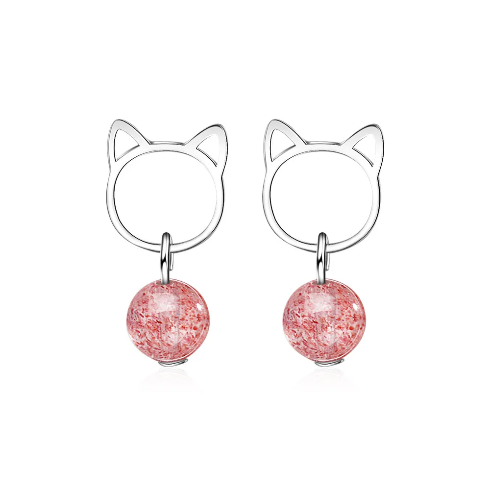 

New Arrivals Trendy Little Cat Animal Crystal 925 Sterling Silver Lady Stud Earrings Original Jewelry For Women Anti Allergy