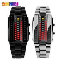 luxury mens wristwatch waterproof men fashion stainless steel red binary luminous led electronic display sport watches skmei
