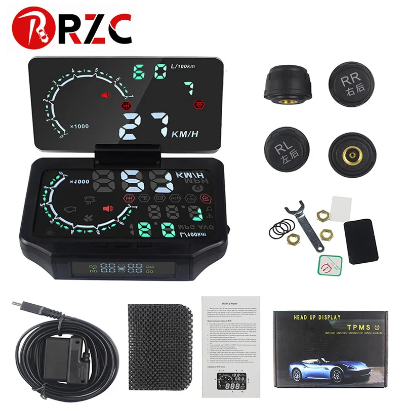 Новейший HUD автомобильный головной дисплей плюс монитор давления в шинах два