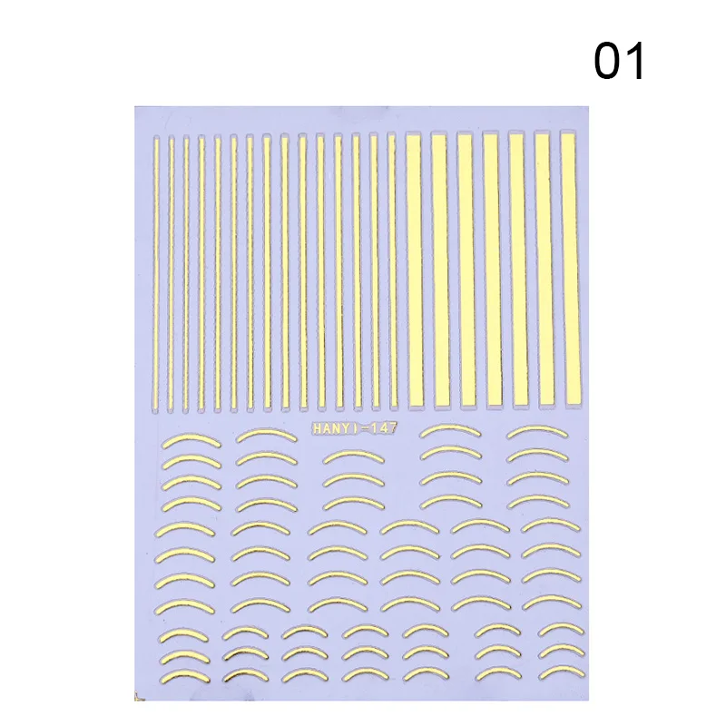 14(10.8-8.2cm) 1 лист Золотой Серебряный 3D стикер для ногтей Striping Ленточные линии металлические многоразмерные полосы клей для накладных ногтей переводная наклейка маникюрный Декор - Цвет: 14(10.8-8.2cm)