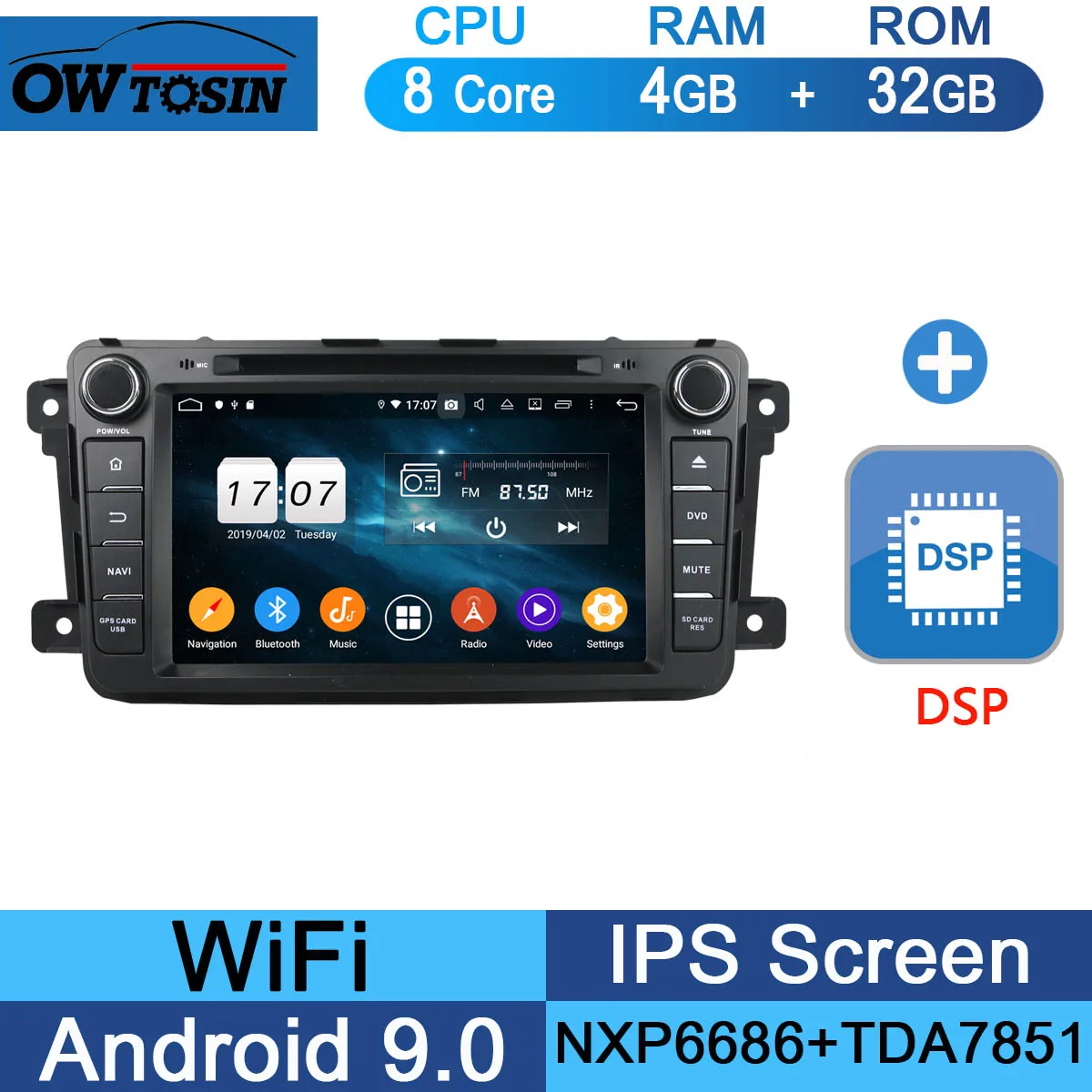 32G DSP " ips Восьмиядерный 4 Гб ОЗУ+ 64 Гб ПЗУ Android 9,0 Автомобильный DVD Радио gps Navi для Mazda CX-9 CX9 CX 9 2012 2013 DSP CarPlay Parrot BT - Цвет: 32G DSP