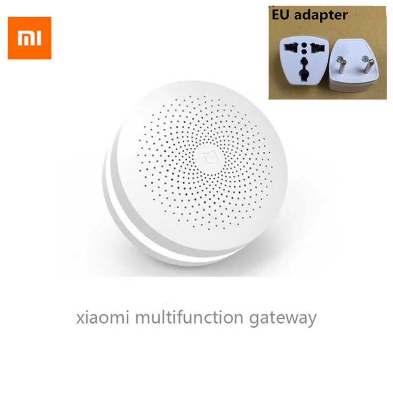 Обновленный Xiaomi Aqara Smart Многофункциональный шлюз 2 WiFi Пульт дистанционного управления центром RGB светильник обновленная версия устройства домашней безопасности - Цвет: Add EU adapter