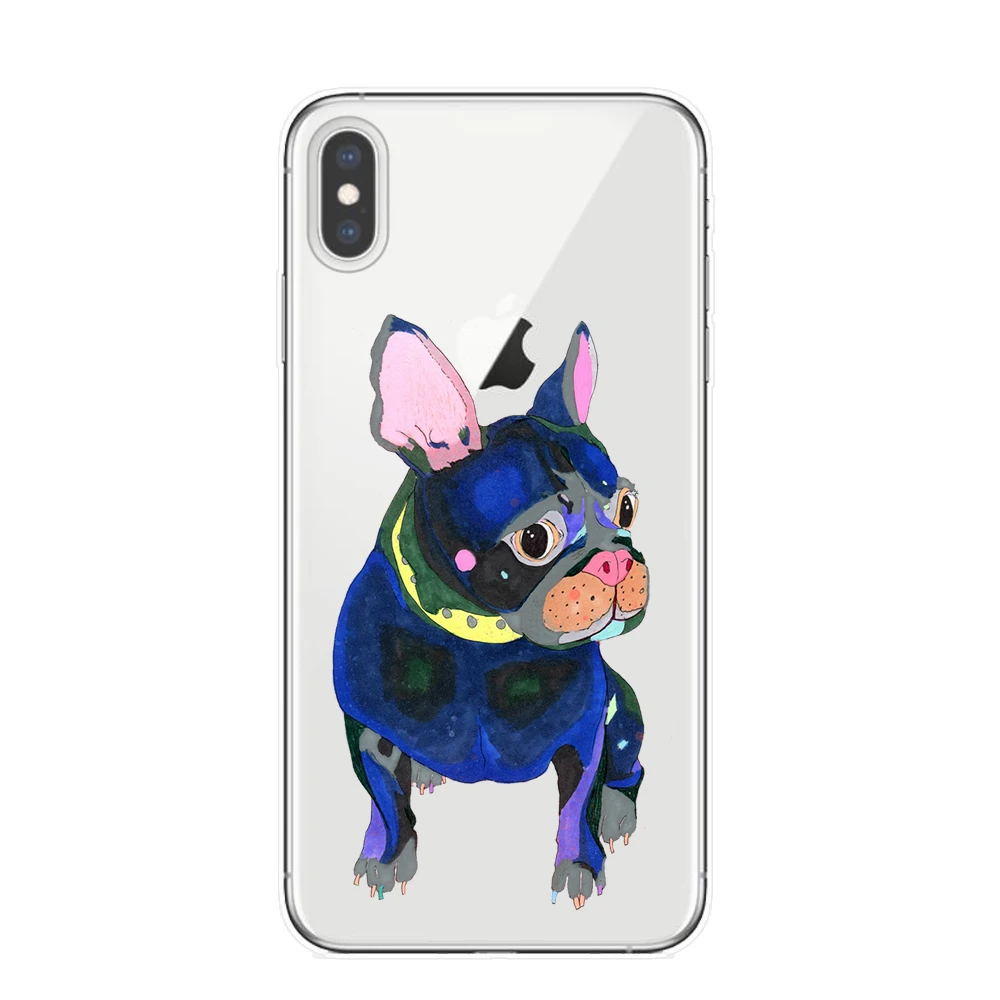 Мягкий чехол для телефона из ТПУ с таксой и французским бульдогом Apple iPhone 11 Pro XS Max X