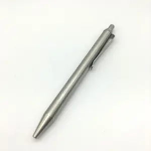 Sophisticated Handmade Stainless Steel  Pressing Signature Pen 0.5mm Black Ink Clip Gel Pen Tactical Pen Self Defense  EDC