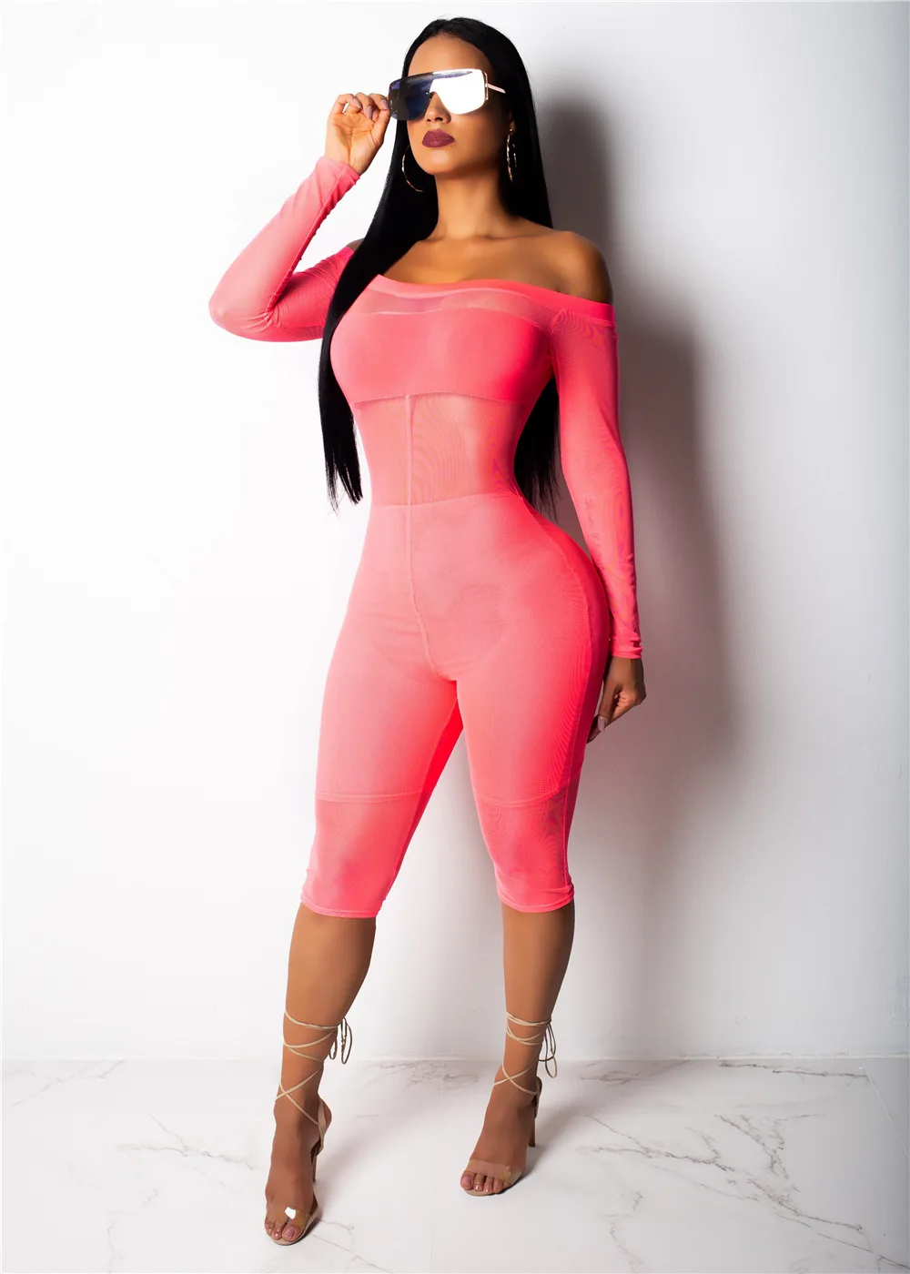 Женский неоново-зеленый комплект топ-труба и облегающие шорты с высокой талией