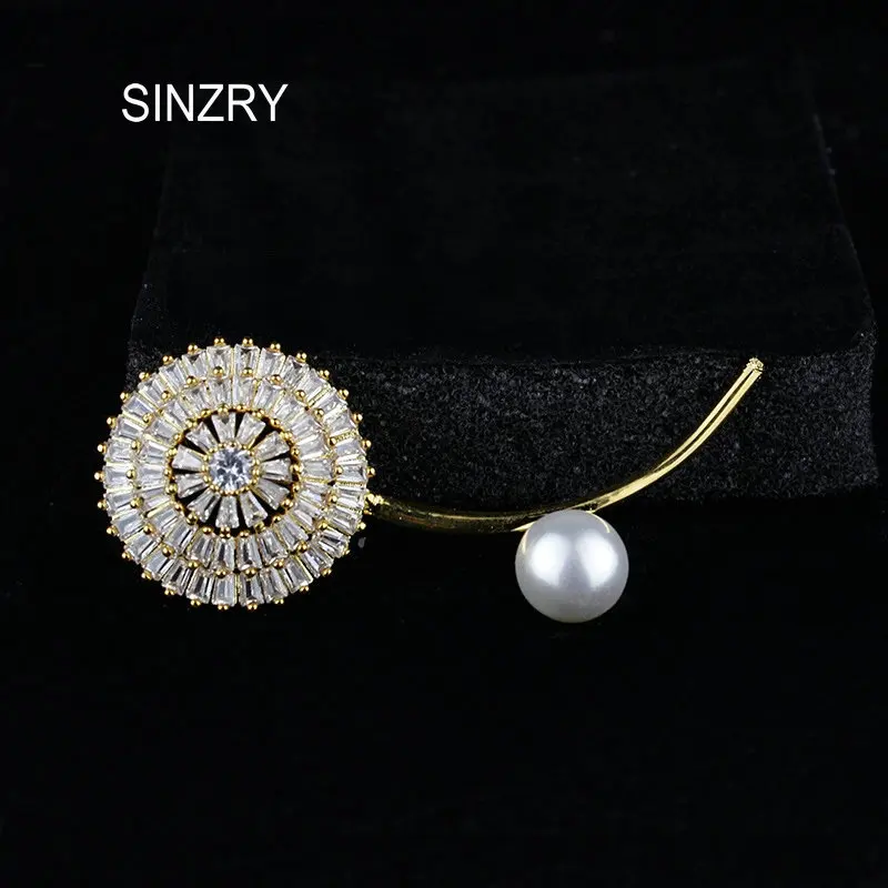 SINZRY 2018 элегантный кубического циркония флэш Одуванчик цветок брошь булавки