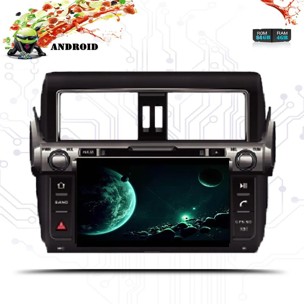 Магнитола для Toyota PRADO 150 4 ГБ 64 Android 10 0 Восьмиядерный процессор 9 дюймов 1024*600 DVD