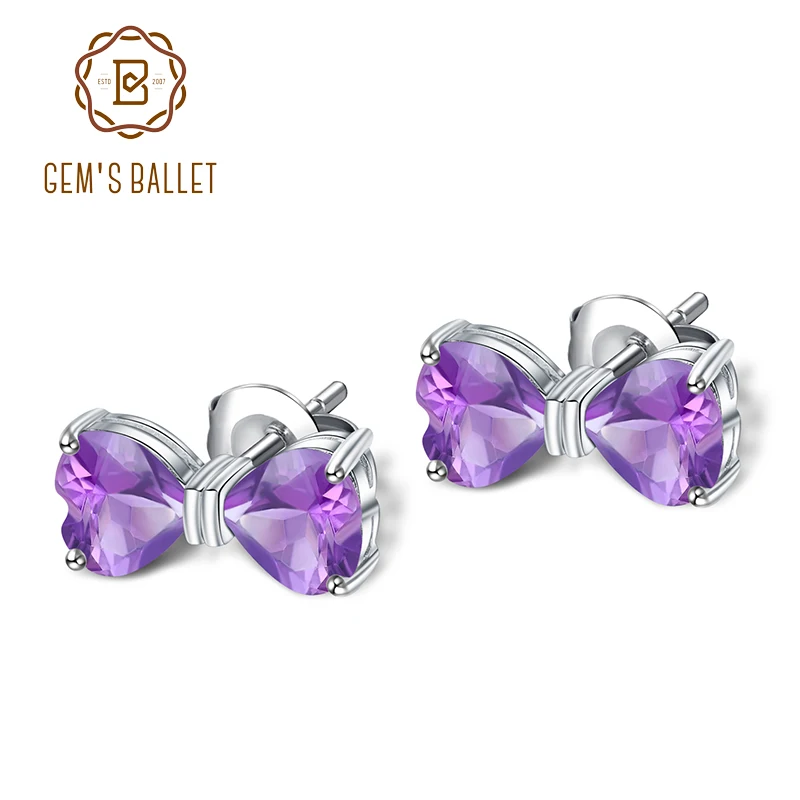 Женские Балетные сережки GEM'S 3.13Ct натуральный аметистовый драгоченный камень в