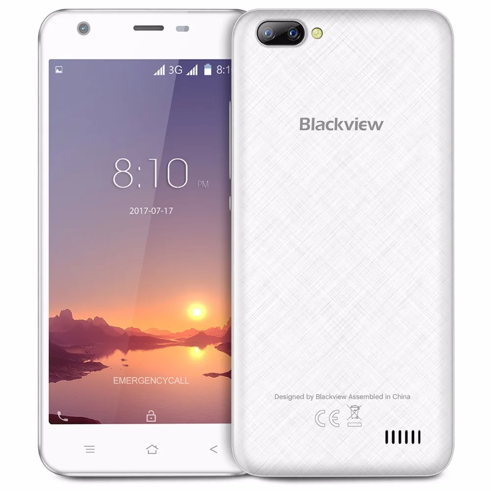 in stock Blackview A7 Dual Rear Cameras 5.0 inch HD MTK6580A Quad Core Android 7.0 1GB RAM 8GB ROM 5MP Mobile Phone | Мобильные
