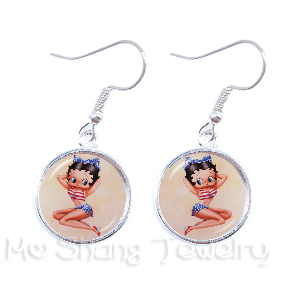 Классические модные серьги Betty Boop с узором 16 мм очаровательные Подвесные