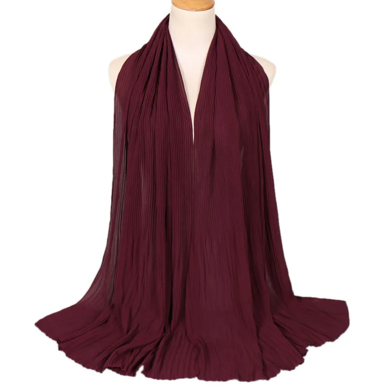 22 Muslim Women Crinkle Hijab Shawl Female Headscarf Plain Chiffon Islamic Turban Instant Scarf Ready To Wear Wrap Head foulard - Цвет: 22