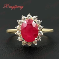 18 k yellow gold with natural ruby ring female fine jewelry contracted joker money red