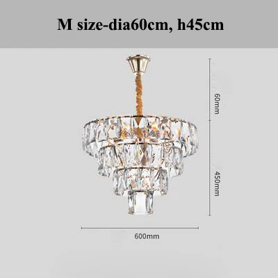 M size-dia60cm Современные Блестящие Хрустальные светодиодные люстры, освещение из Золотого Металла для гостиной, светодиодная подвесная люстра, светильники для столовой, светодиодная Подвесная лампа - Цвет абажура: M size-dia60cm