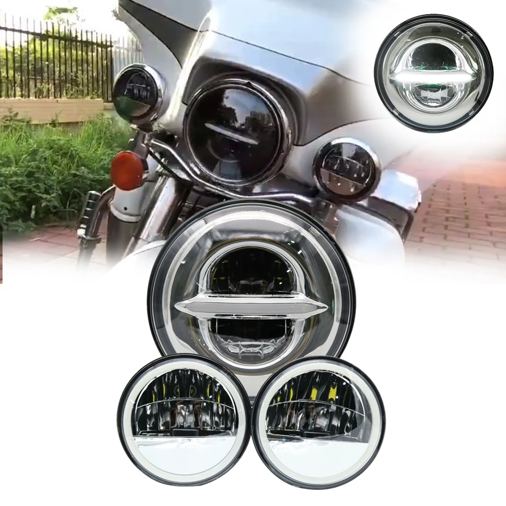 Передняя светодиодная фара Moto rcycle 7 дюймов + 2 светоотражателя 4 1/2 дюйма