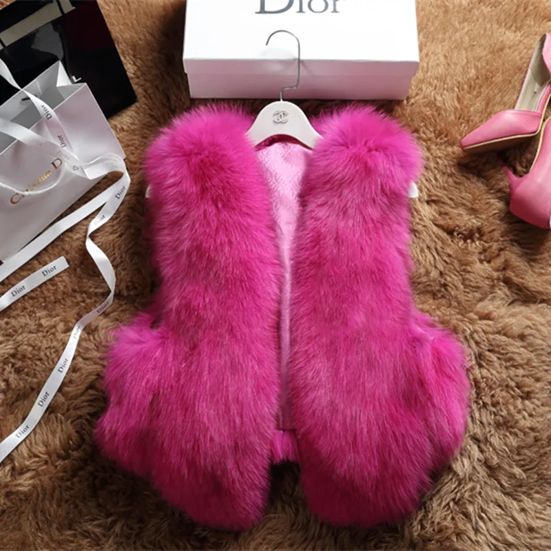 2017 роскошный настоящий оптовый жилет из лисьего меха осенне-зимний натурального