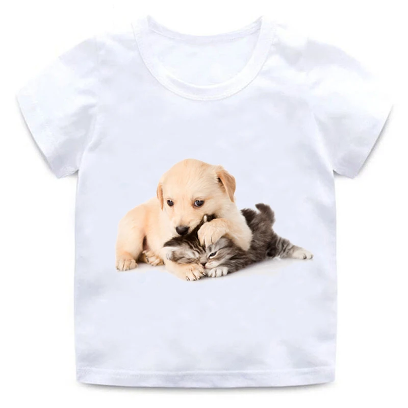 Bai05 New Children's Animals 3D Cats Realistic Summer Tops Print Funny Cute Print Girls Boys T-Shirt Baby Casual Children's Wear - Цвет: Bai05