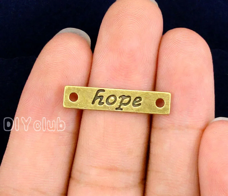 

100pcs-Antique Bronze Hope Connector Charms 25x6mm