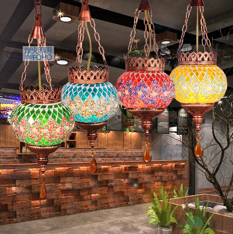 

Стеклянная лампа Mancoffee, цветная потолочная лампа в стиле ретро для кафе/бара/магазина/ресторана